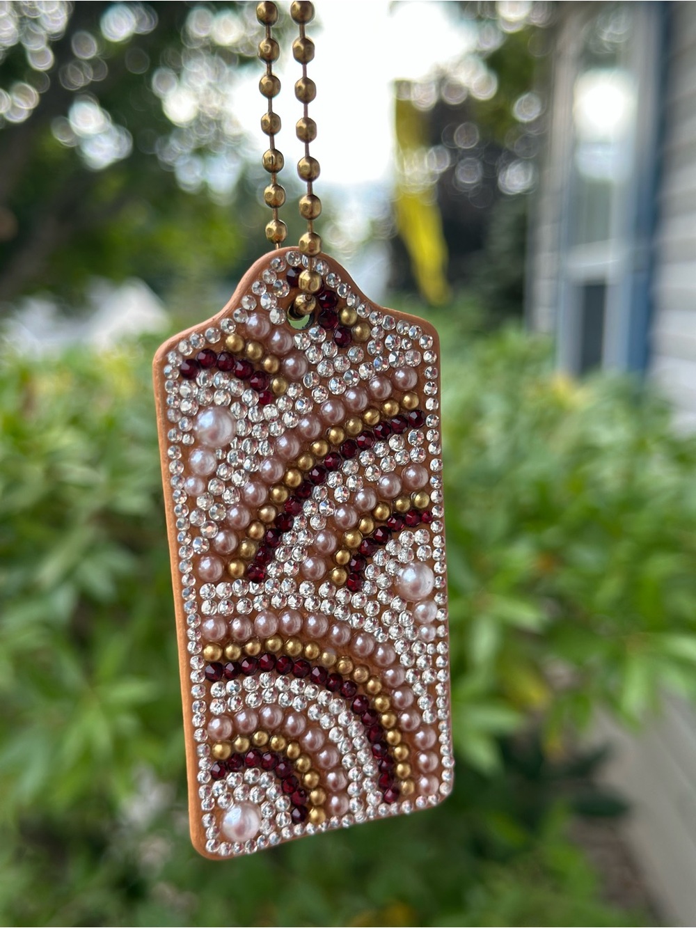 Pearl & Rhinestone Beaded hang tag